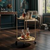 Agatha 772 Metal Eskitme Servis Arabası Tekerlekli Sunum Masası Salon Mutfak Ofis Bar Arabası Antik