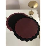 AGBTREND 2 Adet Özel Tasarım Dilimli 2 Renkli Suni Deri Nakışlı Supla Lüks Amerikan Servisi 40CM - Bordo - Siyah