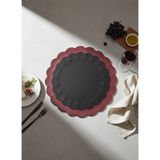 AGBTREND Özgün Tasarım Suni Deri Nakışlı Supla - 2 Renkli Dilimli Lüks Amerikan Servisi 40CM - Bordo - Siyah