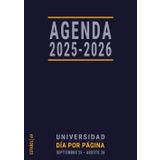 Agenda 2025 2026 Dia por Pagina A4 Español: Universidad , Año Escolar y Académico 25–26 , De Septiembre a Agosto , Para Estudiante Universitario con Horas , Grande , Azul