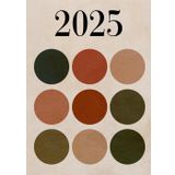 Agenda 2025: Cercles | Bullet Journal | Semainier (1 semaine sur 2 pages) | Format moyen - A5 | 15x21 cm | To do list | Français | Kaki, Beige & Terracotta | Bohème | Formes géométriques | Tendance