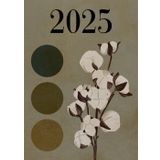 Agenda 2025: Coton Minimaliste | Bullet Journal | Semainier (1 semaine sur 2 pages) | Format moyen - A5 | 15x21 cm | To do list | Français | Kaki | Bohème Chic | Planner | Femme