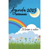 Agenda 2025 settimanale: il tempo è ciclico: Comodo Formato A5, Settimana su 2 Pagine, Piano Mensile con Fasi Lunari, Angoli Segnalibro strappabili