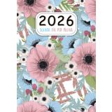 Agenda 2026 anual día por página: Grande diaria A4 , Planificador diario y mensual, Calendario 12 meses por horas, Organizador 2025 español - flores
