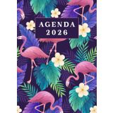 Agenda 2026 anual día por página: Grande diaria A4 , Planificador diario y mensual, Calendario 12 meses por horas, Organizador 2026 español - flamenco