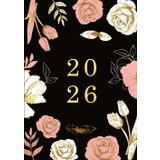 Agenda 2026 día por página con horas: Grande diaria A4 , Planificador diario y mensual, calendario 12 meses, español , Organizador 2026 - flores