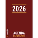 Agenda 2026 Dia por Pagina A4 Español: Planificador Profesional para Oficina con Horas de Enero a Diciembre , Roja