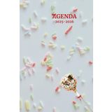 Agenda scolaire journalier 2025-2026- Thème bonbon-Sucette-Vermicelle multicolore (13.34x20.32cm) 1 page par jour