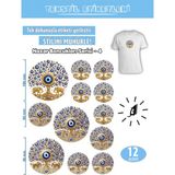 Agg Reklam Ütü ile Yapışan Kıyafet Etiketi Nazar Boncukları Serisi -4 12LI Set