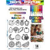Agg Reklam Yıkanabilir Keçeli Kalem ile Boyanan Tişört Ütü Etiketi Meyve Sebzeler Serisi-1 14LÜ Set - 01-Siyah