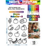 Agg Reklam Yıkanabilir Keçeli Kalem ile Boyanan Tişört Ütü Etiketi Meyve Sebzeler Serisi-2 13LÜ Set - 01-Siyah