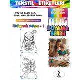 Agg Reklam Yıkanabilir Keçeli Kalem ile Boyanan Tişört Ütü Etiketi Örümcek Adam Serisi-1 2li Set - 01-Siyah - Seri-1