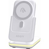 Aggiy AG-W18 3 In 1 23W Wireless Magsafe Şarj Istasyonu & Powerbank - Beyaz