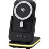 Aggiy AG-W18 3 In 1 23W Wireless Magsafe Şarj Istasyonu & Powerbank - Siyah
