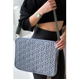 Aggu Bebe Macbook Air Pro 15" & 16"inç Laptop Çantası Kapitoneli Bilgisayar Çantası Askılı Kılıf Gri