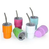AGH 3oz Süblimasyon Shot Cam Bardak 6'lı Set Renkli Paslanmaz Çelik Küçük Bardaklar Çift Duvar Vakum Yalıtımlı Kapaklar ve Pipetler