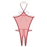 Ağı Açık Kadın Kırmızı Seksi İç Çamaşırı Fantezi Gecelik Babydoll