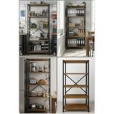 Agila Metal Gövdeli Kitaplık, Çok Amaçlı 5 Katlı Mutfak & Banyo Rafı - Kahve