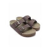 agilashoes AGİLA Kadın Terlik Çikolata Kahve Dikişli Günlük Giyim Çift Toka Ortopedik Taban