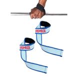 Ağırlık Kaldırma Kayışı Halter Strap, Fitness, Crossfit, Ağırlık Kaldırma Kayışı/Lifting Deadlift (Mavi-Beyaz)