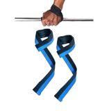 Ağırlık Kaldırma Kayışı Halter Strap, Fitness, Crossfit, Ağırlık Kaldırma Kayışı/Lifting Deadlift (Mavi-Siyah)