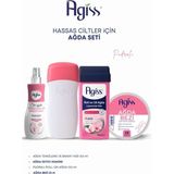 Agiss Isıtıcı Ağda Makinesi Hassas Ciltler İçin 100 ml Ağda 150 ml Temizleme Yağı ve 25 Metre Bezi