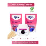AGISS Sir Ağda Makinesi + 2 Adet Hassas Ciltler Için 220 Gr Boncuk Soyulabilir Inci El Ağda 5 Spatula Seti