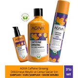 AGİVA CARE & BEAUTY Caffeine Ginseng Dökülmeye Meyimli ve Cansız Saçlar İçin Şampuan + Kuru Şampuan + Bakım Serumu - 3'lü Saç Bakım Seti