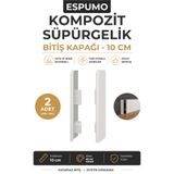 AGK Espumo Kompozit Süpürgelik 10 cm Bitiş Kapağı Aksesuarı (1 Paket - 2 adet), Beyaz ESP401