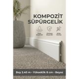 AGK Espumo Kompozit Süpürgelik 8 cm Beyaz | Suya Dayanıklı Parke Duvar Süpürgelik 2,40 m ESP301