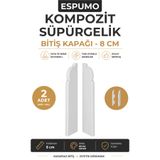 AGK Espumo Kompozit Süpürgelik 8 cm Bitiş Kapağı Aksesuarı (1 Paket - 2 Adet) - Beyaz - ESP301
