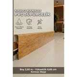 Agk Esquero Açılabilir Kapaklı Kablo Kanallı Pvc Süpürgelik 250 cm Suya, Neme ve Darbeye Dayanıklı, Kırmızı Meşe, ESQ608 - 250 cm Uzunluk x 6,66 cm Yükseklik x 2,2 cm Derinlik - Ahşap Rengi