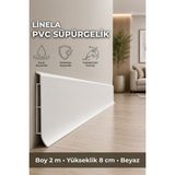 Agk Linela Pvc Süpürgelik 8 cm Beyaz 2 M Yapıştırmalı Suya Dayanıklı Kalın Profil Sert Plastik Süpürgelik LNL401 - 8 cm x 200 cm x 1,6 cm