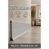 Agk Linela Pvc Süpürgelik 8 cm Gri 2 M Yapıştırmalı Suya Dayanıklı Kalın Profil LNL414 - 8 cm x 200 cm x 1,6 cm