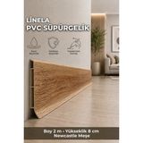Agk Linela Pvc Süpürgelik 8 cm Newcastle Meşe 2 M Yapıştırmalı Suya Dayanıklı Kalın Profil LNL407 - 8 cm x 200 cm x 1,6 cm