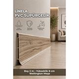 Agk Linela Pvc Süpürgelik 8 cm Wellington Meşe 2 M Yapıştırmalı Suya Dayanıklı Kalın Profil LNL402 - 8 cm x 200 cm x 1,6 cm
