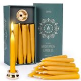 AGLARY 20 Dakika Saf Balmumu Mumları, Damlatmayan Meditasyon Mumları, Mini Konik Mumlar, Pirinç Mumluk ile 20'li Set
