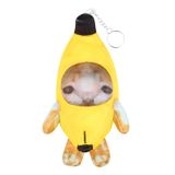 Ağlayan Muz Kedi Peluş Anahtarlık, Mutlu Komik Bebek Ses Kedi Doldurulmuş Hayvan Süsleri, Mutlu, Tek Beden