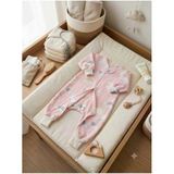 Ağlı Çıtçıtlı Tam Açılır Kollu Uyku Tulumu, %100 Doğal Pamuk, Çift Kat Pazen, Unisex, Pembe, 0-6 Ay, 1.0 Tog