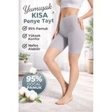 Ağlı Kısa Gri Penye Tayt (Süper Kalite)