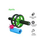 Agnite Çift Tekerlekli Karın Egzersiz Tekerleği Diz Pedli Fitness Yeşil