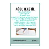 Ağol Tekstil Tek Kullanımlık Çift Kişilik Seyahat Seti | Nevresim Takımı + 10’lu Havlu | Tatil, Misafir, Refakat ve Kısa Süreli Konaklamalar için Pratik Set