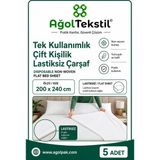 Ağol Tekstil Tek Kullanımlık Lastiksiz Çift Kişilik Çarşaf 200 x 240 cm 5 Adet Nonwoven Beyaz - 200 x 240cm