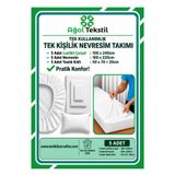 ağol tekstil Tek Kullanımlık Tek Kişilik Nevresim Takımı (ÇARŞAF YORGAN KILIFI YASTIK KILIFI) – 5 Adet