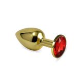 Agorshop Gold Medium Kırmızı Kristal Taşlı Metal Anal Plug