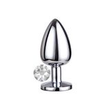 Agorshop Luxury Silver Beyaz Taşlı Orta Boy Metal Anal Plug