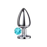 Agorshop Luxury Silver Mavi Taşlı Küçük Metal Anal Plug