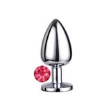 Agorshop Luxury Silver Pembe Taşlı Orta Boy Metal Anal Plug