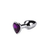 Agorshop My Heart Jewellery Mor Taşlı Kalpli Metal Anal Plug Medium