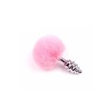 Agorshop Rabbit Tail Pink Boğumlu Metal Anal Plug